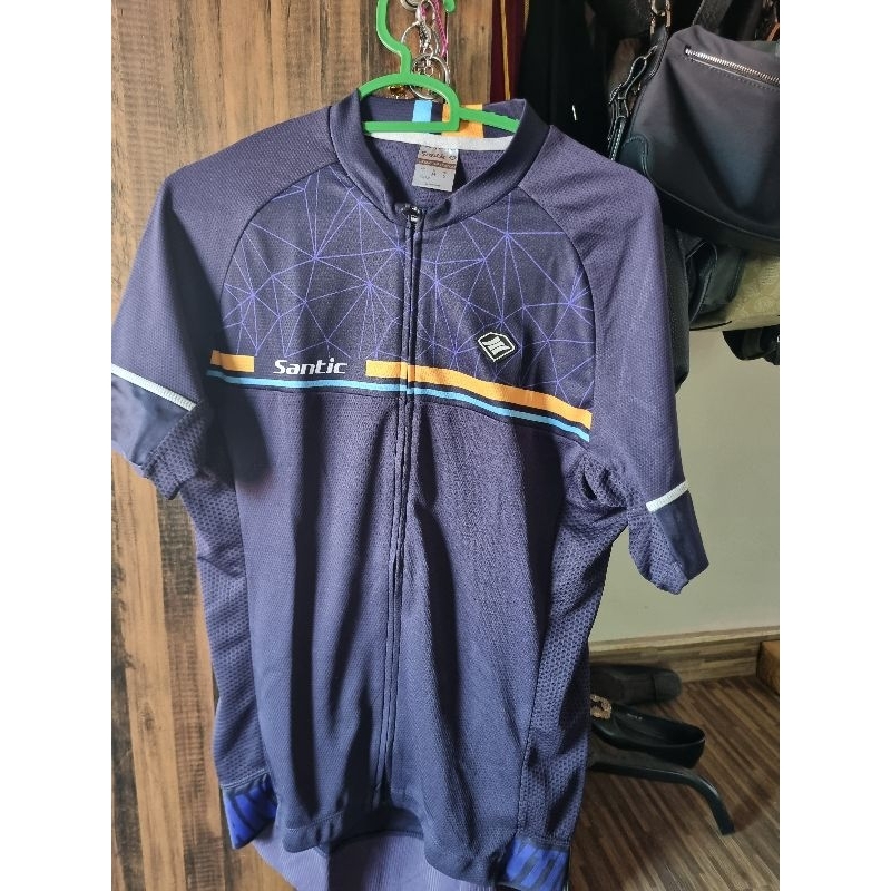 Santic jersey sepeda pria biru navy ukuran L second