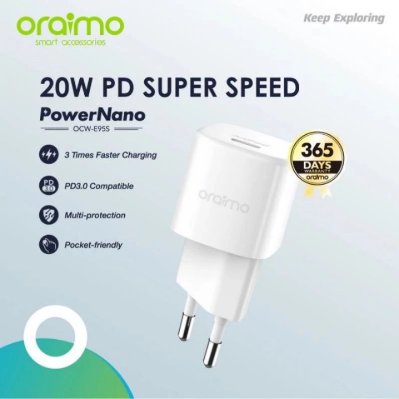 ORAIMO POWER NANO CHARGER 20W PD SUPER SPEED FAST CHARGING OCW-E95S