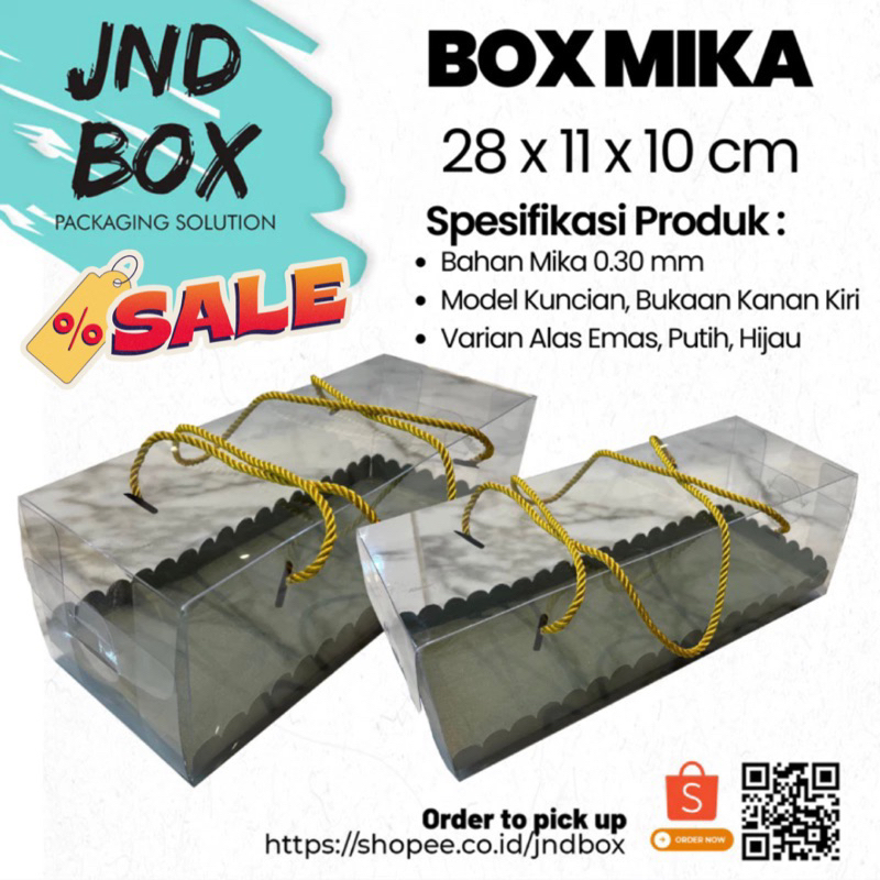 

Box Mika Doskue 28 x 11 x 10 cm (Roll Cake) Min Order 2 Pcs