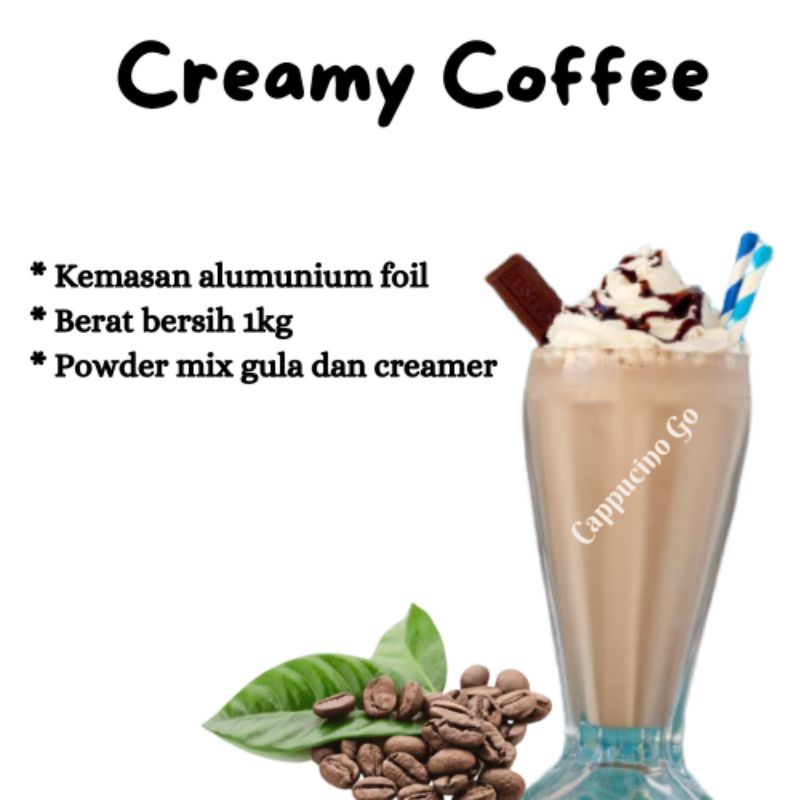 

BUBUK MINUMAN BOBA / SERBUK MINUMAN / POWDER DRINK RASA CREAMY COFFEE 1KG MIX GULA