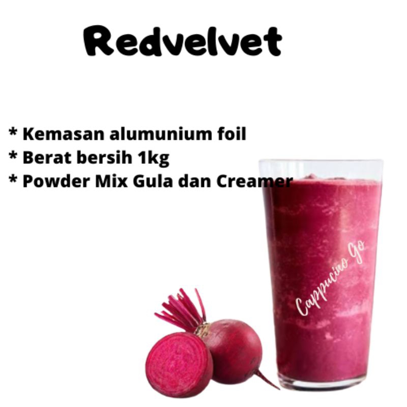 

BUBUK MINUMAN BOBA / SERBUK MINUMAN / POWDER DRINK RASA REDVELVET 1KG MIX GULA