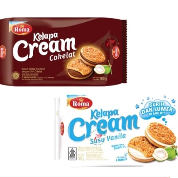 

Roma Kelapa Cream Pack Coklat Vanilla 180 gr Kue Hidangan Bingkisan Hajatan Biskuit Cream