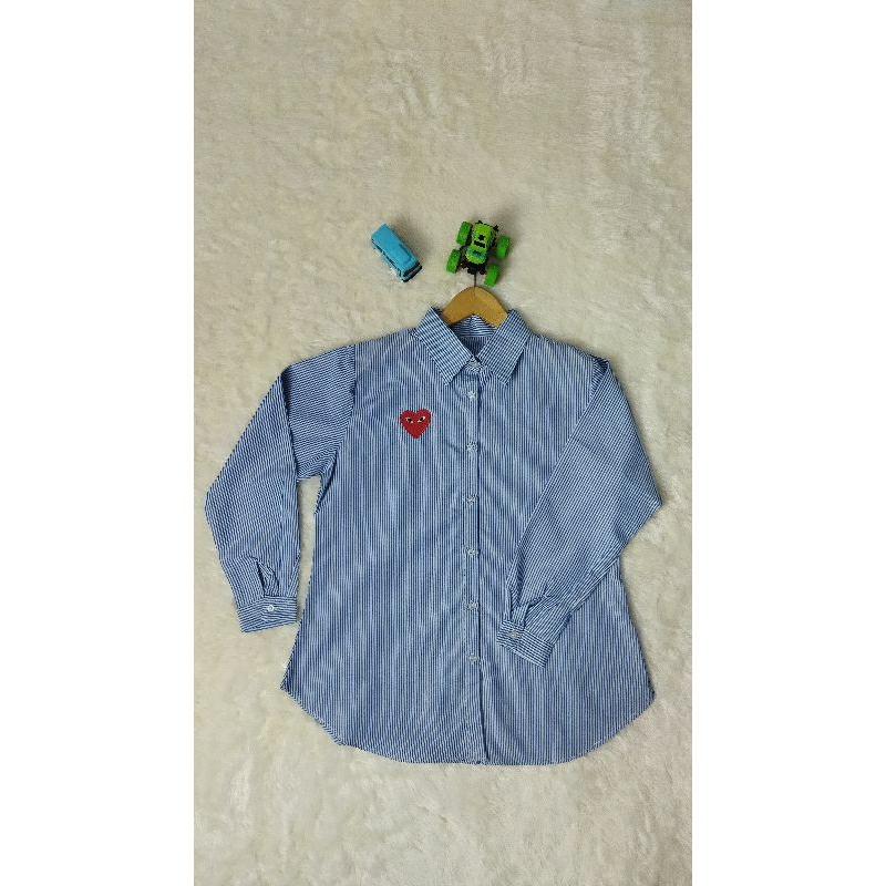 Kemeja Katun Zara Love motif salur Atasan Wanita