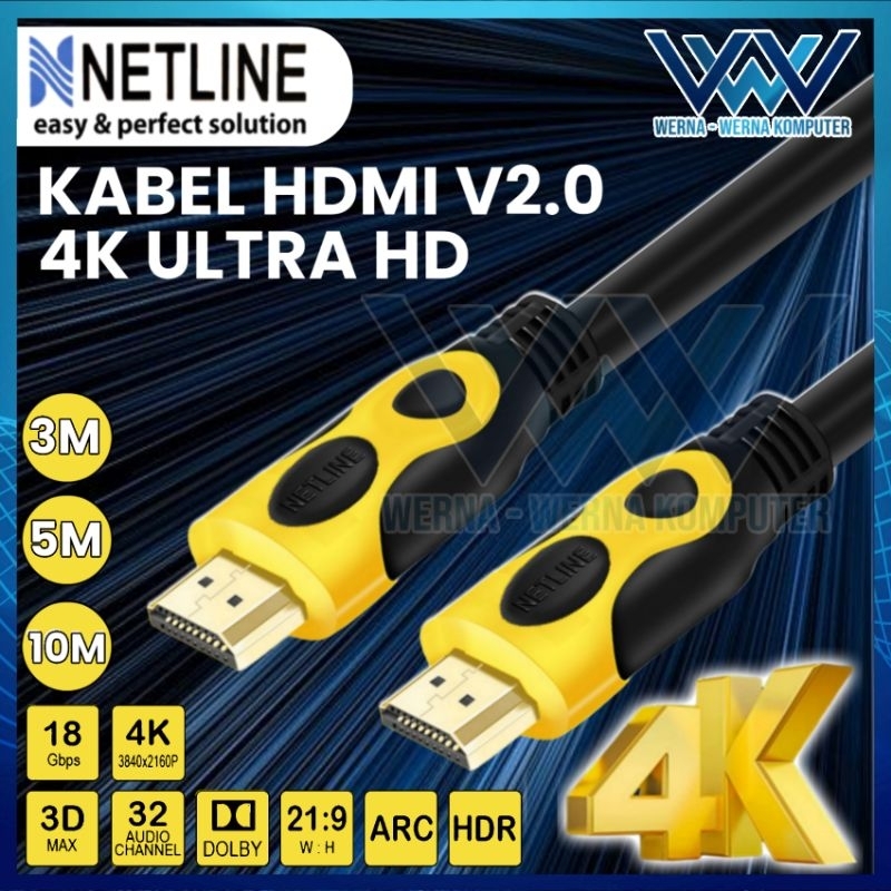 Kabel HDMI 2.0 4K UltraHD 10 METER NETLINE / HDMI CABLE HIGH QUALITY