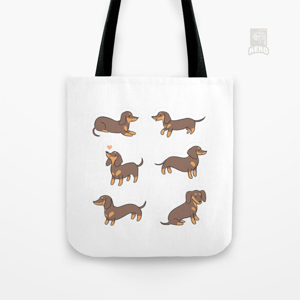 Tote Bag Kanvas Dachshund chocolate and tan pack