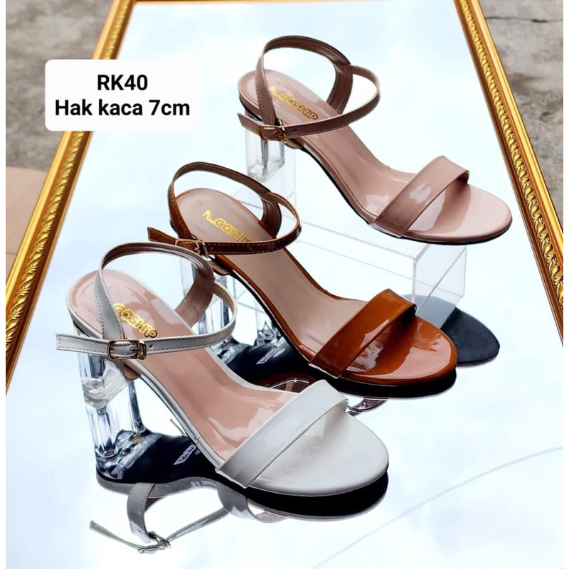 RN - KNIP HEELS WANITA 7cm GLOSSY HEELS PESTA HAK PEEP TOES by GOSHIP