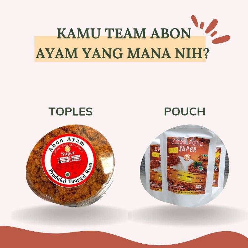 

ABON AYAM TUNGGAL ROSO 1 DUS ISI 12PCS 100GR