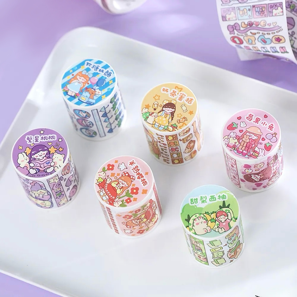 

STICKER ROLL | WASHI TAPE | STIKER MOTIF KARTUN KARAKTER | JURNAL SCRAPBOOK STATIONERY MURAH