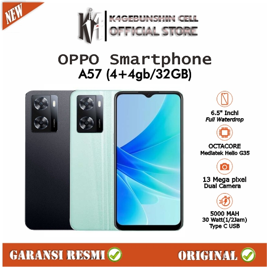 MURAH OPPO A57 RAM 8GB/64GB 33WATT SUPERVOOC IPX4 dan IP5X GARANSI RESMI 1 TAHUN