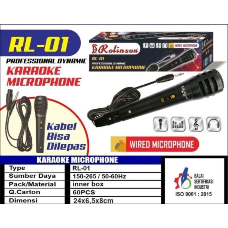 Mikropon karaoke Rolinson RL-01 mix kabel Karaoke Rl-01