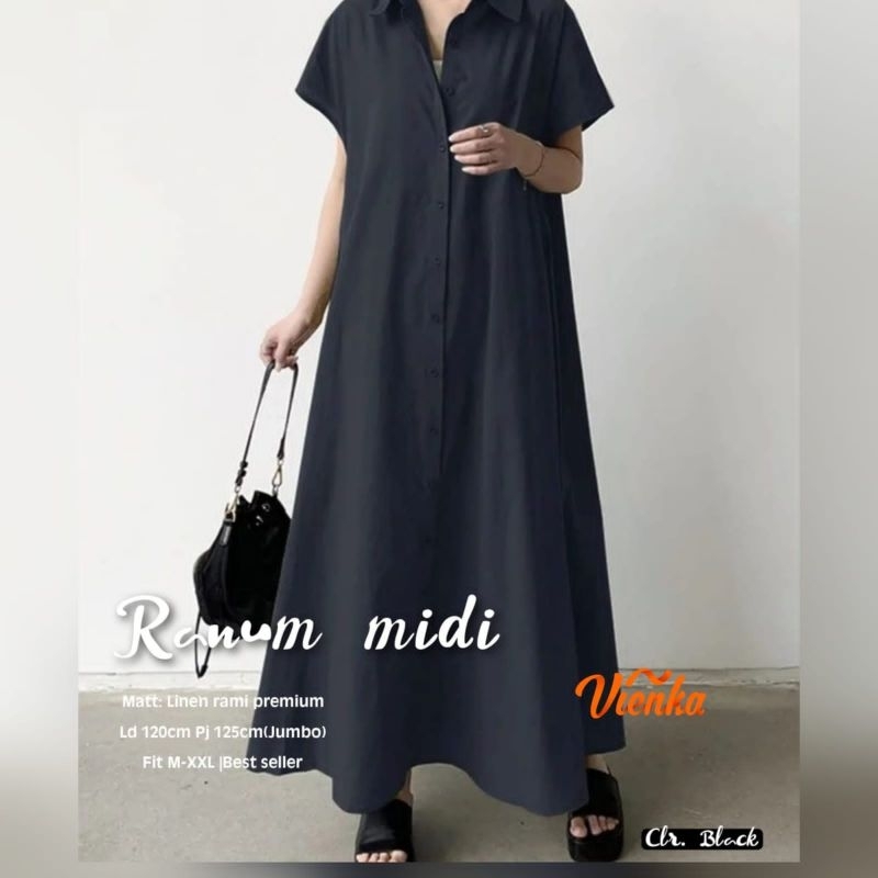 RANUM MIDI DRESS WANITA BY VIENKA [BISA COD]