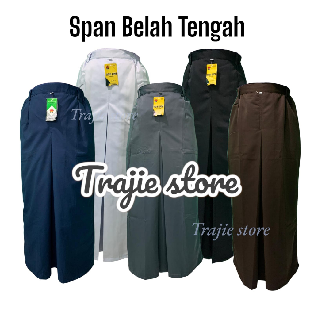 Rok Span Seragam Sekolah  Panjang Belah Tengah SMP SMA Wanita Hitam Putih Abu Biru Coklat Cewek