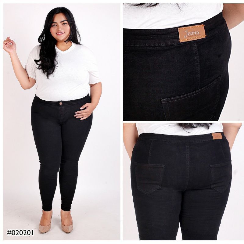 jsk Celana Jeans Panjang Highwaist Jeans Jumbo Wanita Big Size Cewek