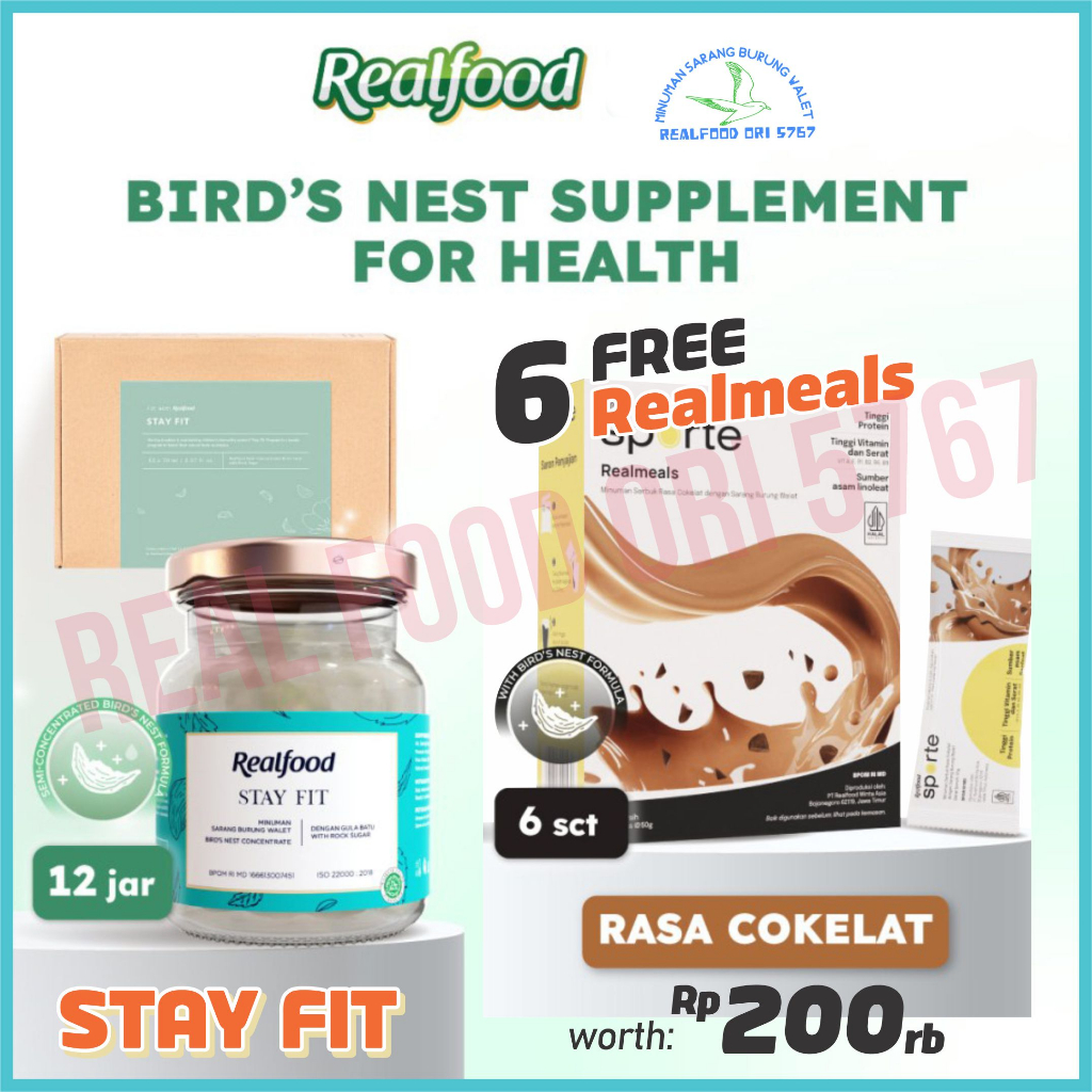 

Realfood Stay Fit 12 Jar Bird Nest | Sarang Burung Walet | Imun Booster | Vitamin BPOM BIRDNEST ORI