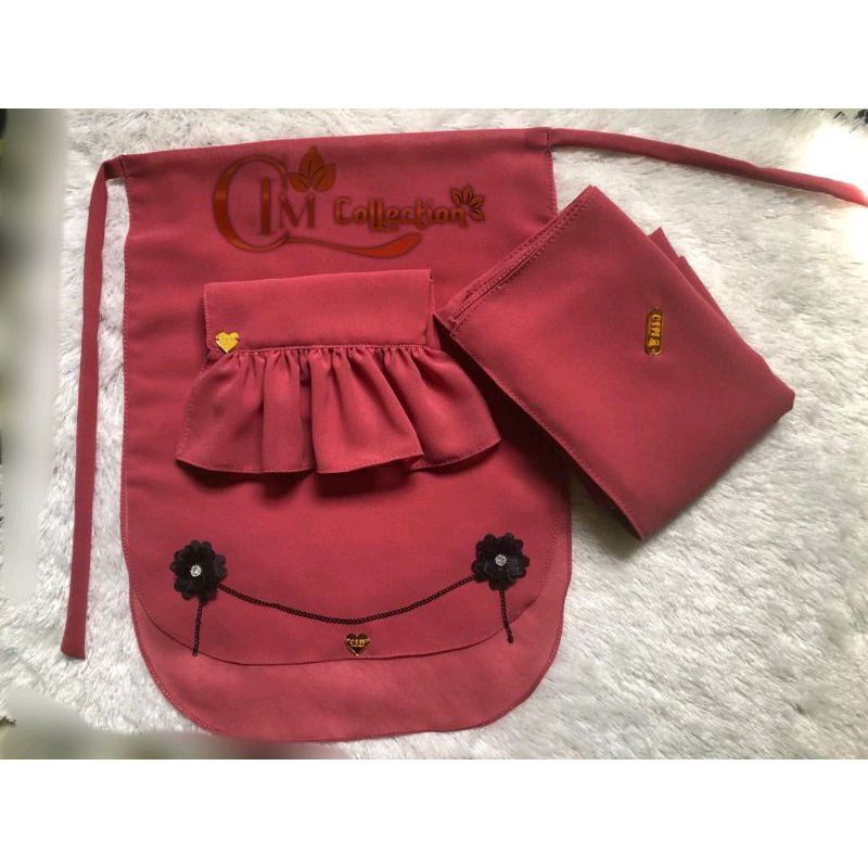 hijab segi empat oval set cadar rempel cadar kupu kupu