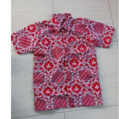 seragam batik Sd lereng merah