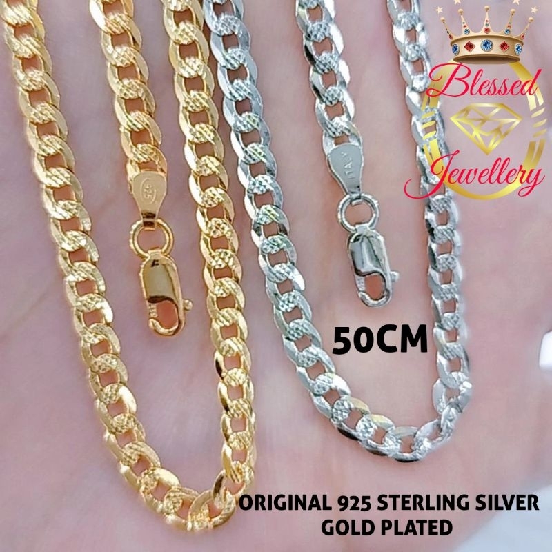 KALUNG PERAK ASLI 925  LAPIS EMAS MODEL RANTAI SISIK