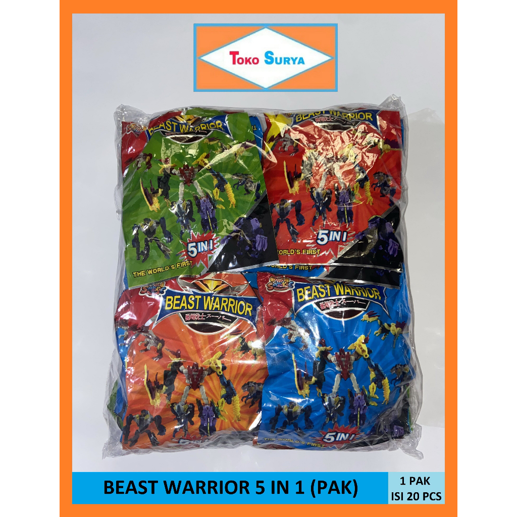 [GROSIR] Sankie Beast Warrior 5 In 1 Mainan Robot Rakit Anak 1 Pak Isi 20 Pcs