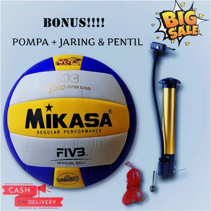 PAKET KOMPLIT BOLA VOLI+POMPA+PENTIL Olahraga&Outdoor, peralatan olahraga, olahraga tim, sepakbola, 