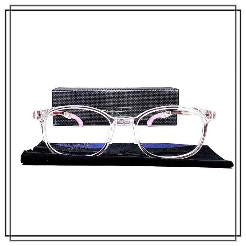 FRAME KACAMATA PLASTIK ANAK-ANAK POLICE VK131J Kualitas Premium Model Keren TRANSPARAN Gagang LENTUR