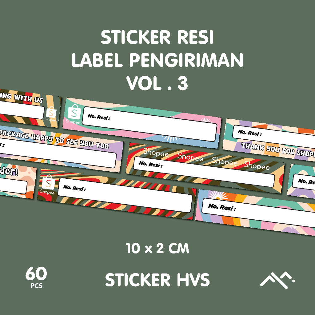 

[60 PCS] Sticker Resi Retro | Sticker Resi Pengiriman Shopee | Label Pengriman Vol. 3
