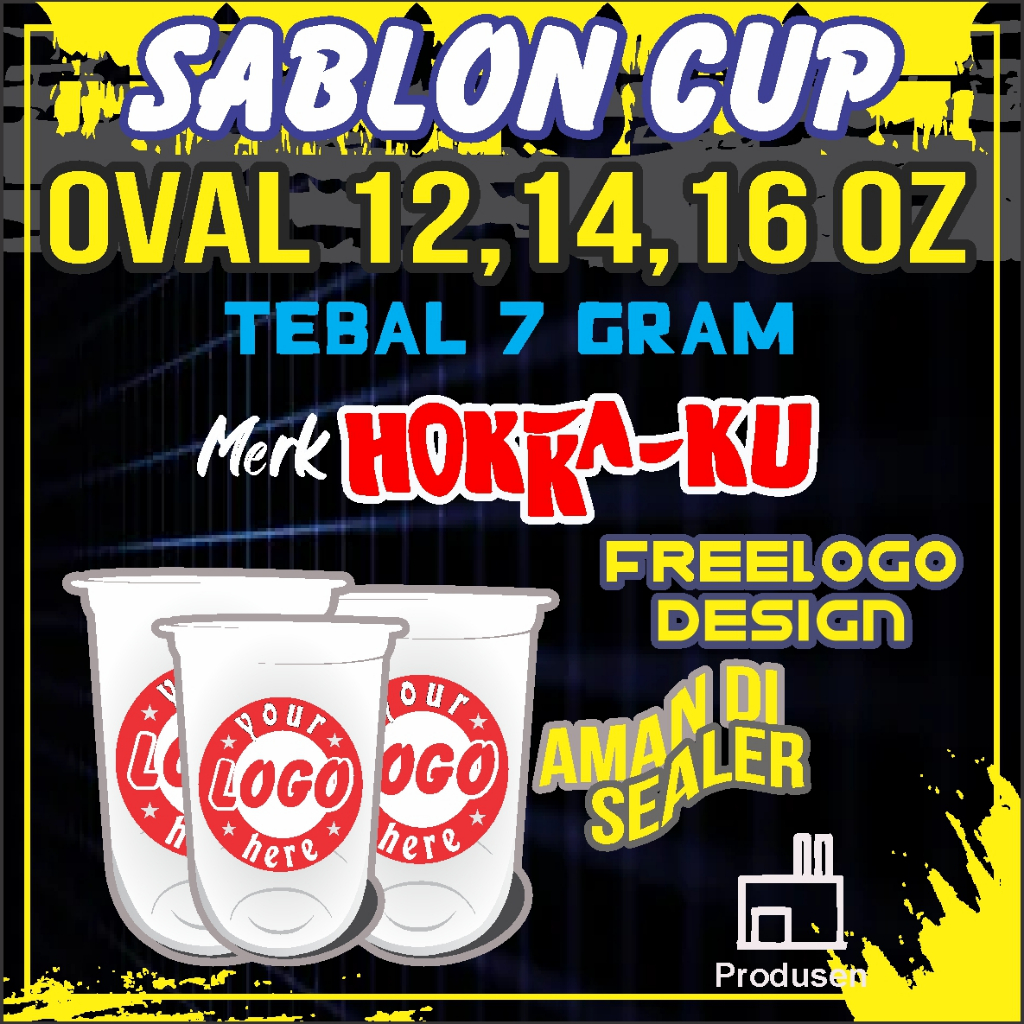 Sablon Cup Custum 12oz 14oz 16oz 18oz 22oz Oval, Datar, Slim