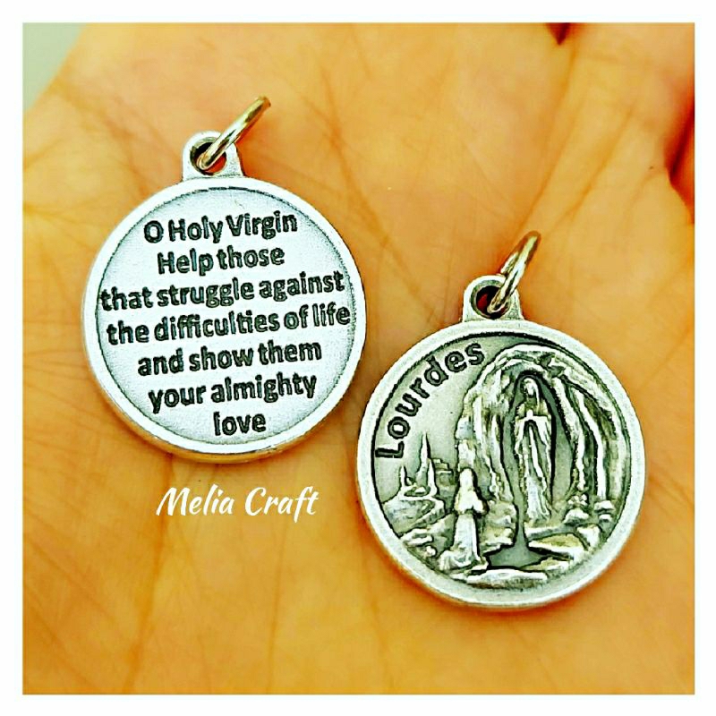 Medali Liontin Bunda Maria Lourdes - Our Lady of Lourdes Medal - Virgin Mary Medal - Made in Italy