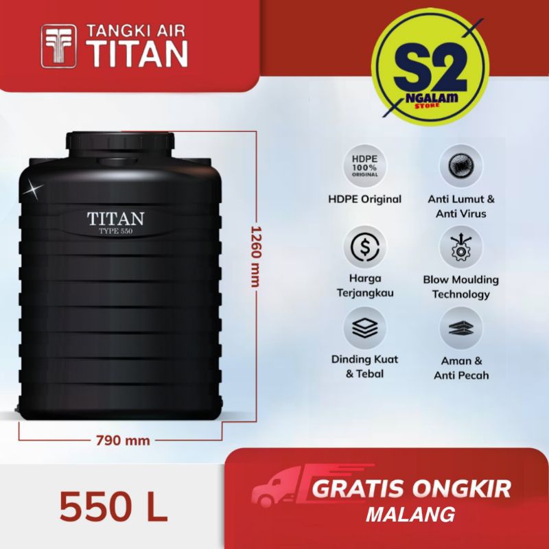 Tandon Air /Toren Air/Tangki Air Titan 550 Liter (Invoice)
