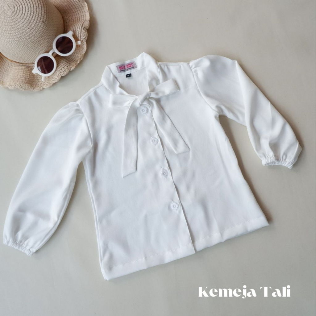 Kemeja Putih Anak/Blouse Putih Anak/ Kemeja Tali Anak/Kemeja Polos Anak Perempuan