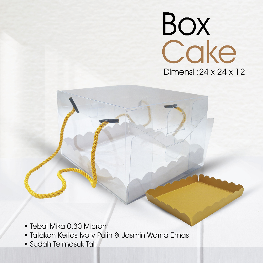

kotak Mika kemasan Cake Uk. 24 x 24 x 12 Sudah Termasuk Tali