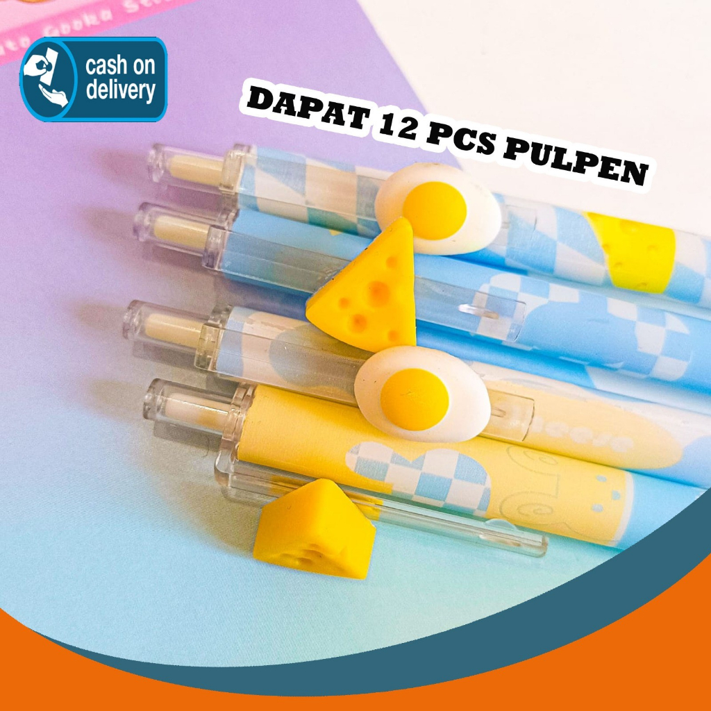 

SELUSIN PULPEN CETEK KEJU DAN TELUR ISI 12 PCS BOLPEN PENA PEN GEL TINTA HITAM ALAT TULIS KANTOR COD TERMURAH TERJANGKAU SEKOLAH LUCU IMUT