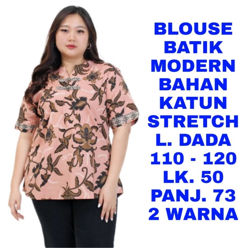 WK BLOUSE BATIK MODERN WANITA JUMBO LD. 110 MELAR 120 BAJU ATASAN KERJA SERAGAM