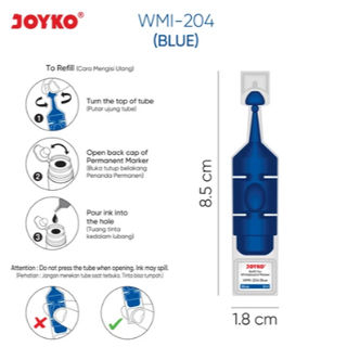 

REFILL INK JOYKO / REFILL TINTA SPIDOL WMI-204 BIRU / REFILL INK WHITEBOARD WMI-204 BIRU ( PCS )