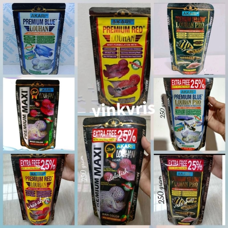 akari premium louhan pro100 gram 250 gram blue red yellow Maxi louhan