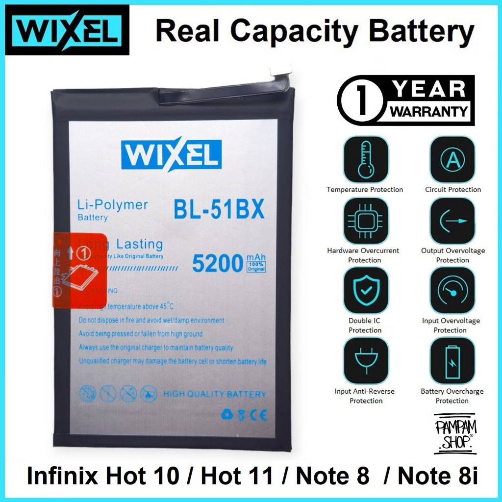 WIXEL Baterai BL-51BX BL51BX Infinix Note 8 X692 Note 8i X683 X683B Hot 10 X682 X682C Hot 11 X662 Batre Batrai Battery Double Power Original OEM Ori HP Handphone