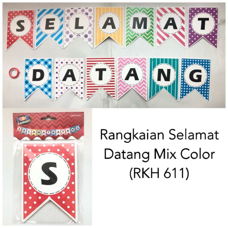 Banner kertas/bunting flag selamat datang. starpartypgs