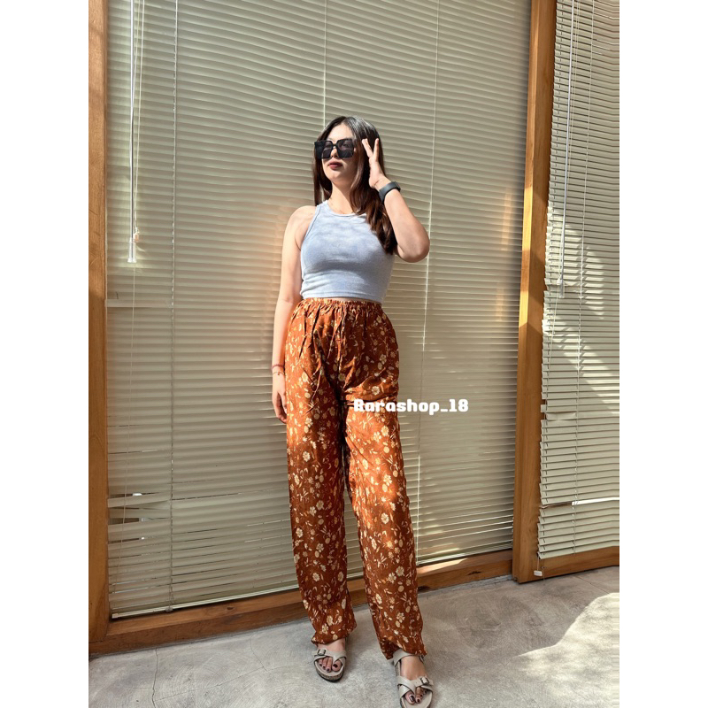 Kulot panjang rayon motif bunga kecil