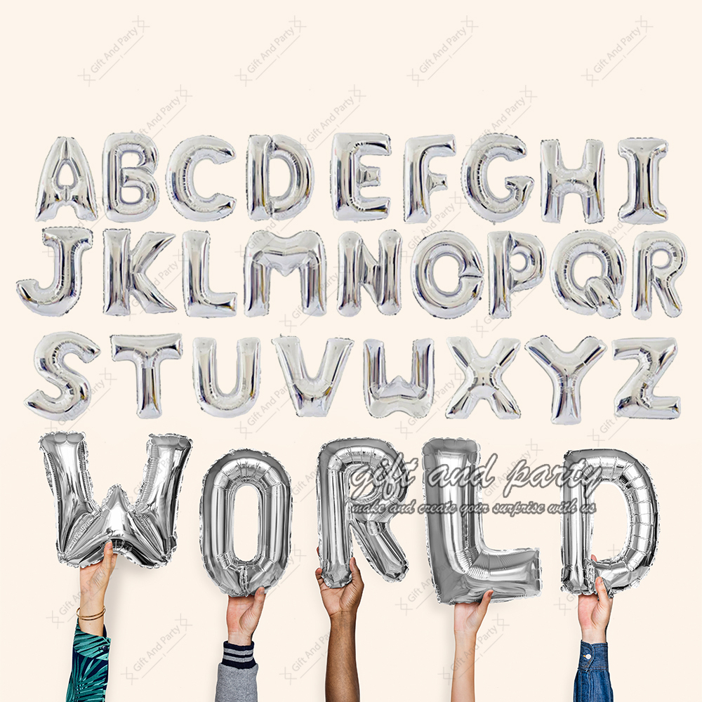 Balon Huruf Silver / Balon Foil Huruf / Balon Huruf Angka