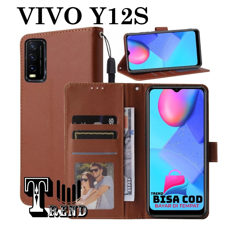 FLIP COVER VIVO Y12S LEATHER CASE FLIP VIVO Y12S