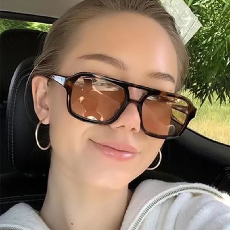 Kacamata Pelindung UV Kacamata  Hitam Kotak kacamata Hitam Aviator Retro Frame Kotak Anti Uv Untuk W