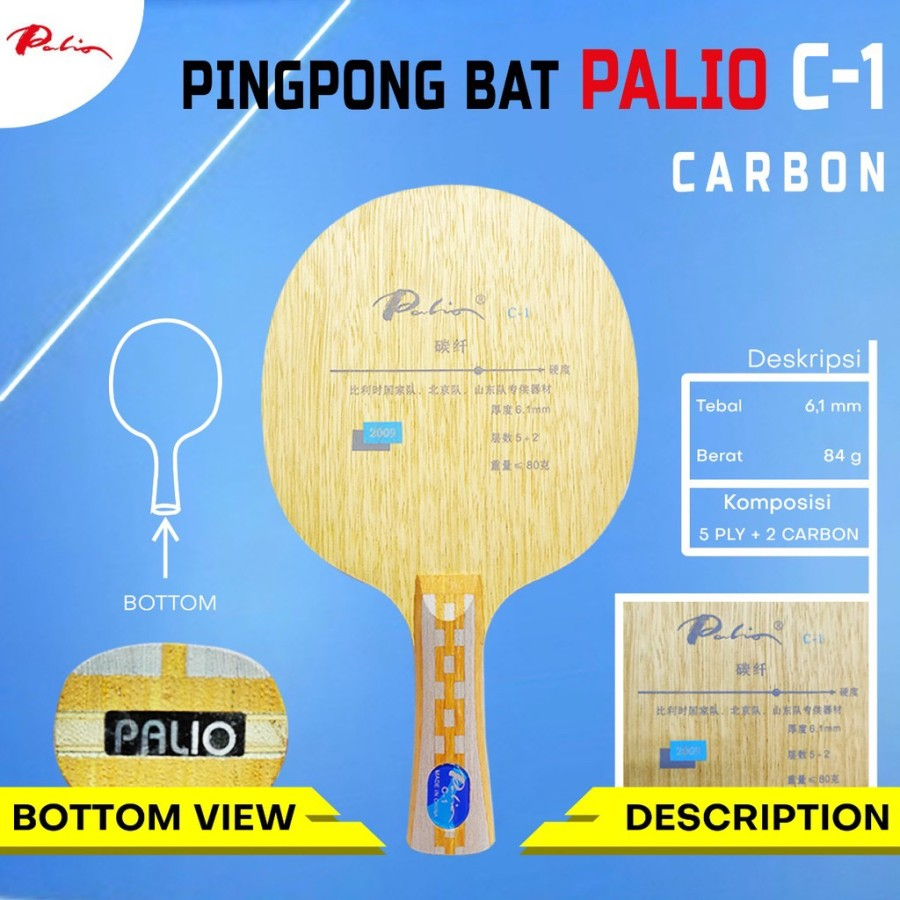 Kayu Bet Bat Pingpong Palio C1 Carbon Original
