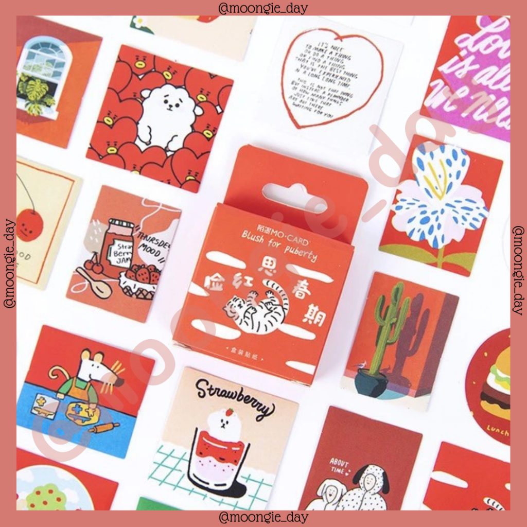 

40-45 PCS/BOX STIKER KERTAS TEMA BLUSH FOR PUBERTY RED TIGER MERAH AESTHETIC BULLET JURNAL DIY DIARY PLANNER SCRAPBOOK LUCU MURAH