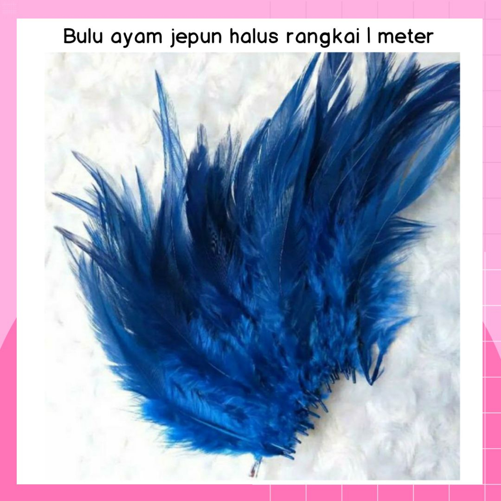 BULU AYAM BETINA JEPUN WARNA WARNI 1 METER MURAH AKSESORIS BULU AYAM BAHAN JUJU HAT HIASAN DINDING -