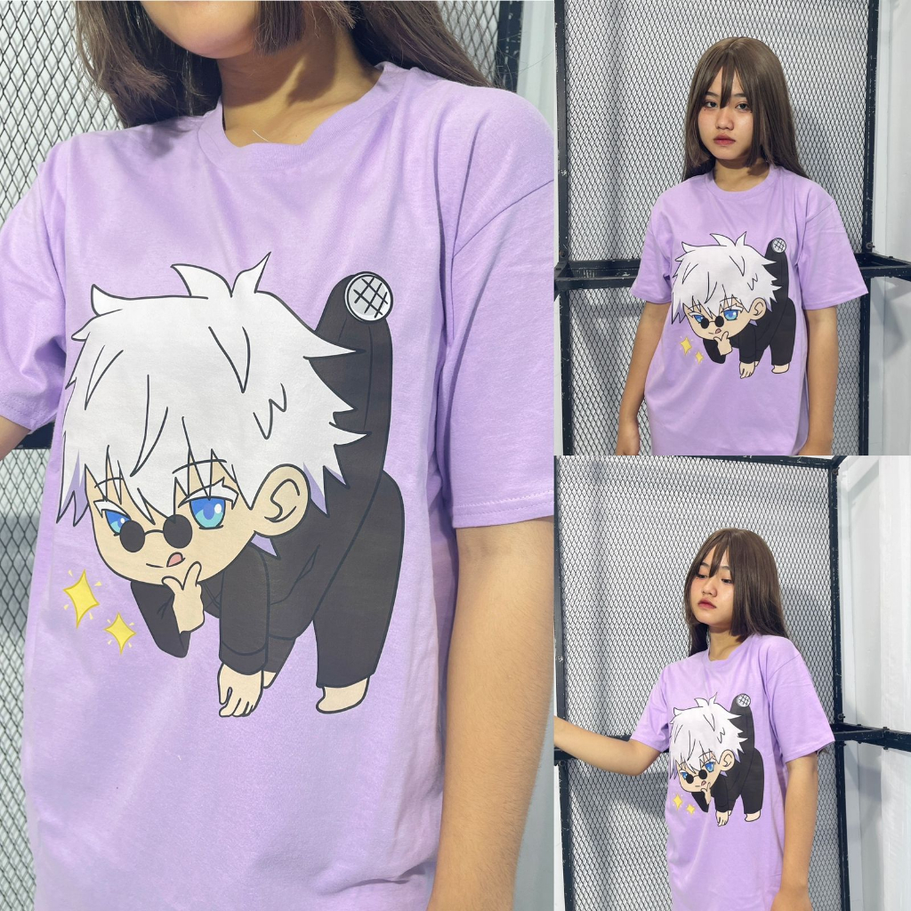 TORIZU Tshirt Gojo Wink Purple Anime Manga Jujutsu Kaisen Kaos JJK Gojo Satoru Kiko Yowaimo