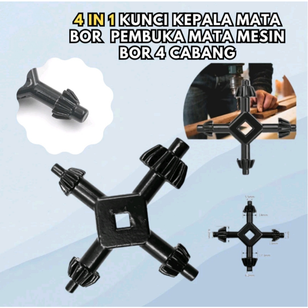 Kunci Bor 4 sisi