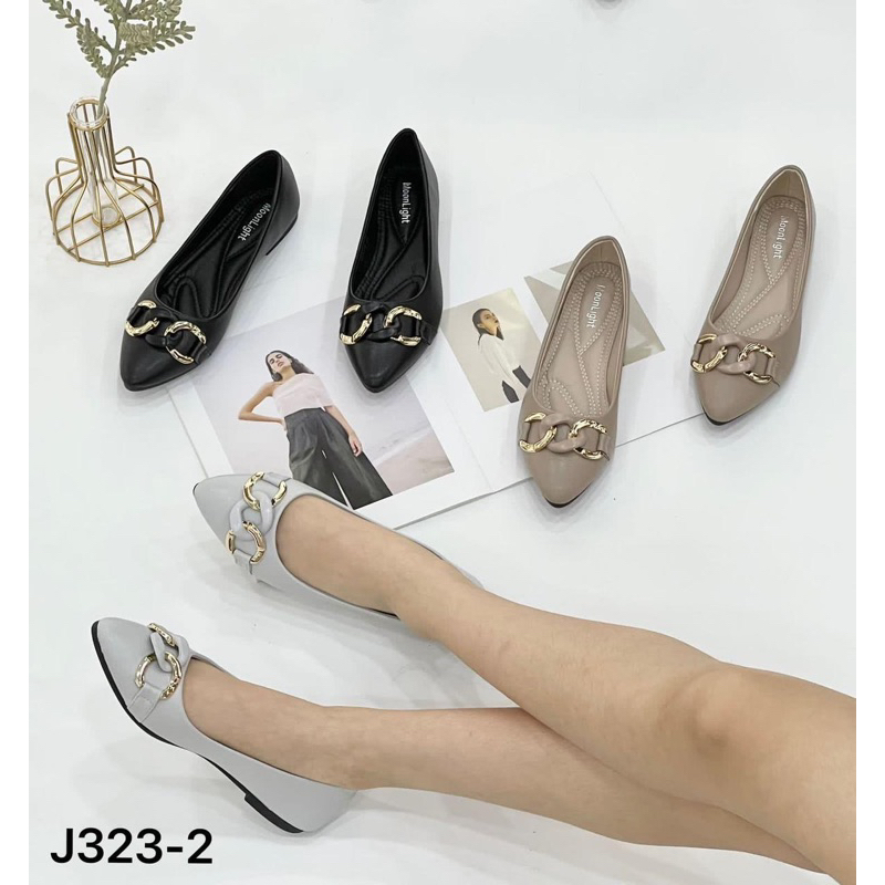Sepatu panses flat Moonlight runcing depan