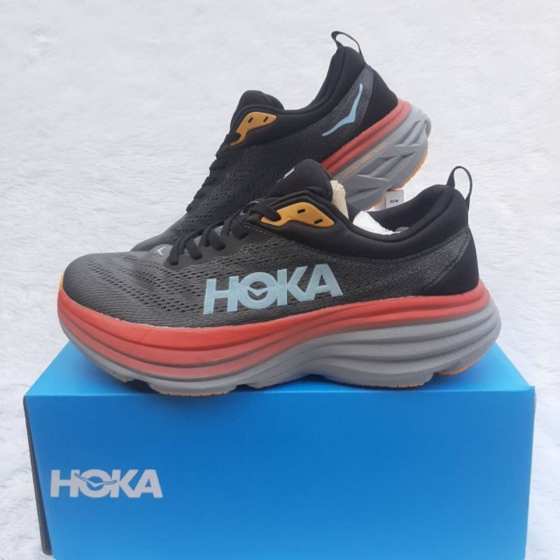 SEPATU PRIA  HOKA ONE ONE BONDI 8 ANTHRACITE BLACK GREY