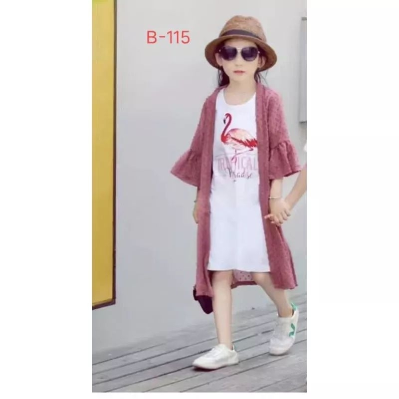 Dress 2in1 Long Tunik & Outer Anak 4-7 tahun