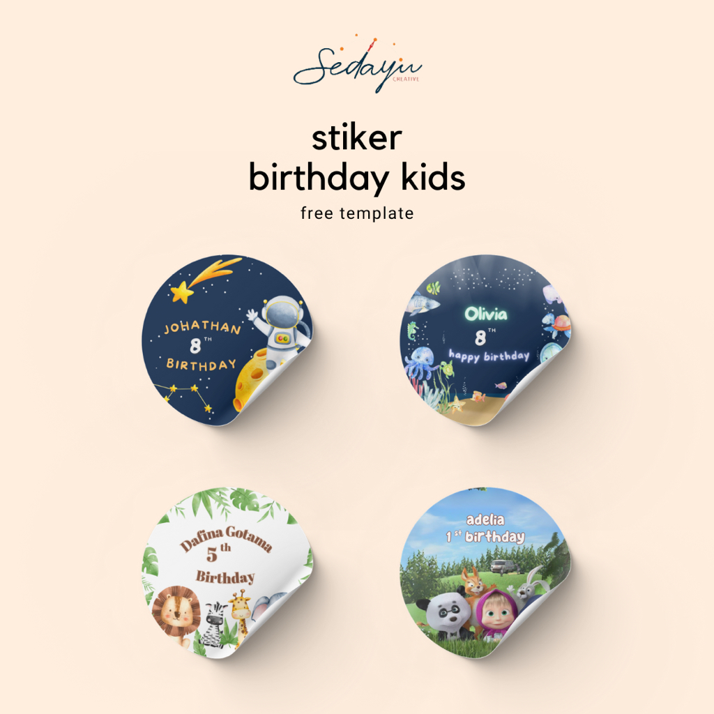 

Sticker Ulang Tahun Anak | Sticker Bento Birthday Anak | Sticker Souvenir ulang tahun anak | Free Costume