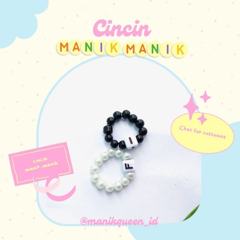 Cincin inisial - Cincin inisial hitam putih - Cincin couple - Cincin manik - Cincin manik manik